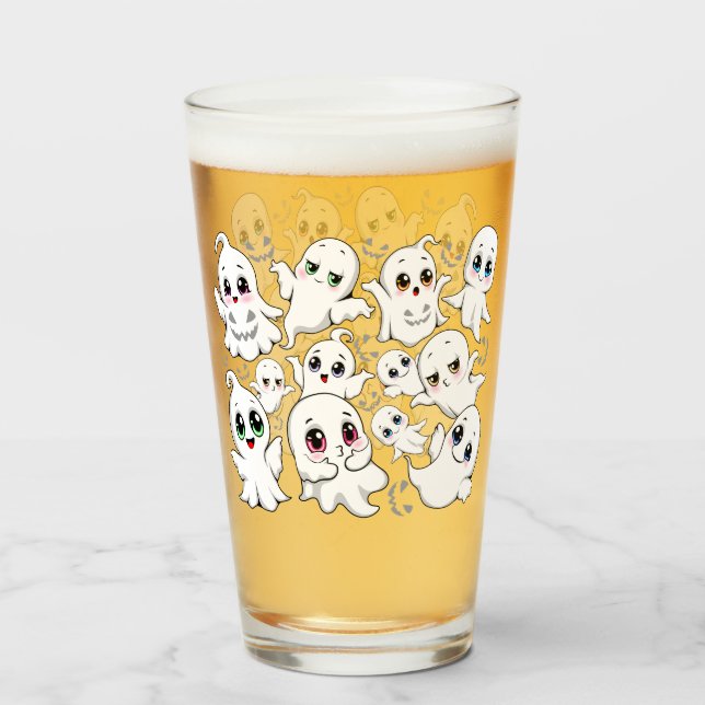Baby Ghosts Spooky Cute Halloween Mood Glass (Front Filled)
