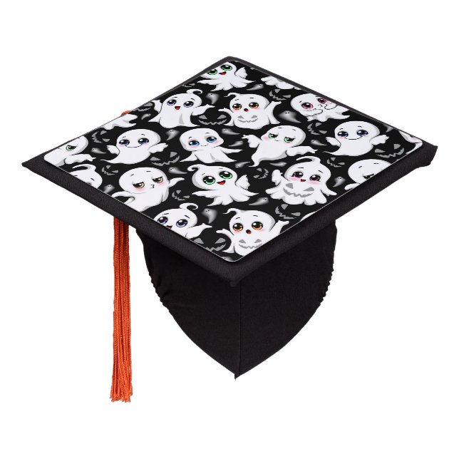 Baby Ghosts Spooky Cute Halloween Mood Graduation Cap Topper (Angled)