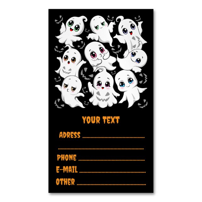 Baby Ghosts Spooky Cute Halloween Mood Magnetic Business Card (Front Vertical)