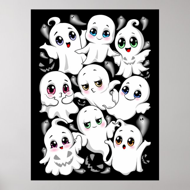 Baby Ghosts Spooky Cute Halloween Mood Poster (Front)