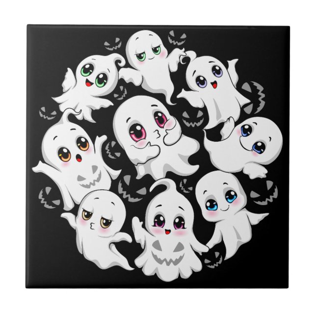 Baby Ghosts Spooky Cute Halloween Mood Tile (Front)
