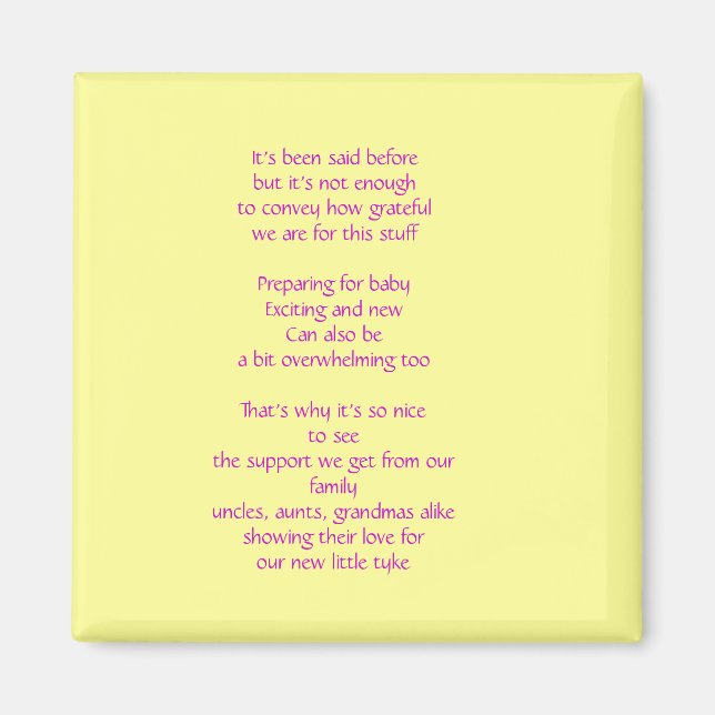 Baby Gift Thank You Magnet (Front)