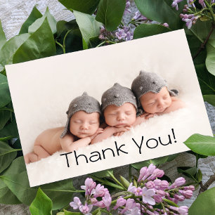 Baby Gift Triplets Thank You Newborn Baby Shower Card