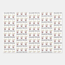 baby gift wrap, also for triplets, wrapping paper
