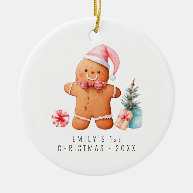 Baby Gingerbread | Baby's First Christmas  Ceramic Ornament (Front)