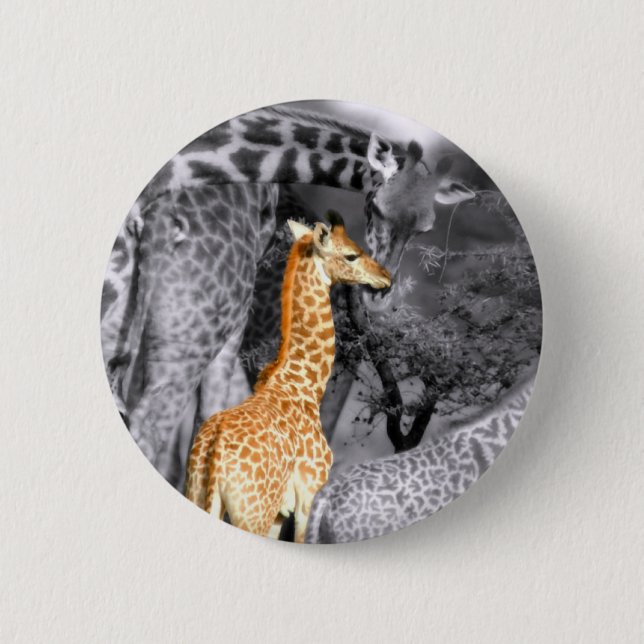 Baby Giraffe 2 Inch Round Button (Front)