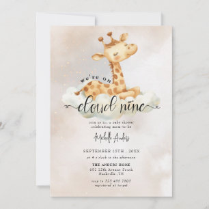 Baby Giraffe Aquarelle Baby Shower Invitations