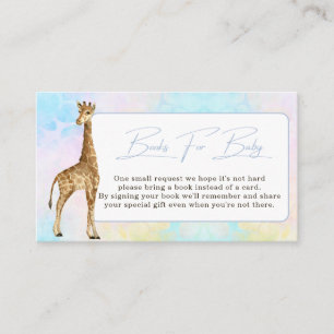Baby Giraffe Baby Shower Book Request Blue  Enclosure Card