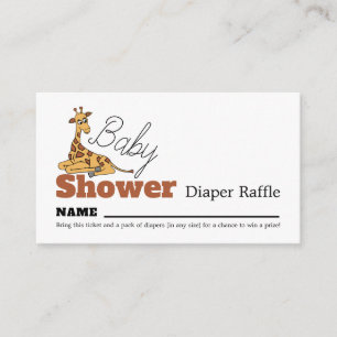 Baby Giraffe, Baby Shower Diaper Raffle Enclosure Card