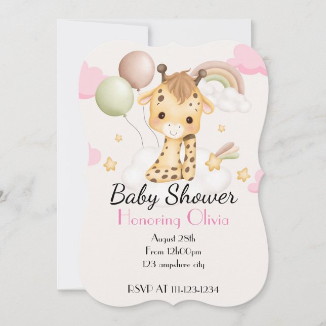 BABY GIRAFFE BABY SHOWER INVITATION (Front)
