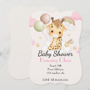BABY GIRAFFE BABY SHOWER INVITATION