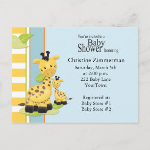 Baby Giraffe Baby Shower Invitation Postcard