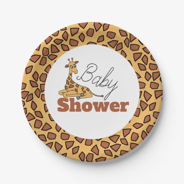 Baby Giraffe, Baby Shower Paper Plate (Front)