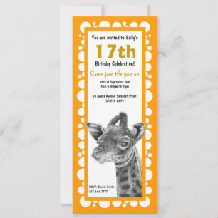 Baby Giraffe Birthday Retro Circles Invitation