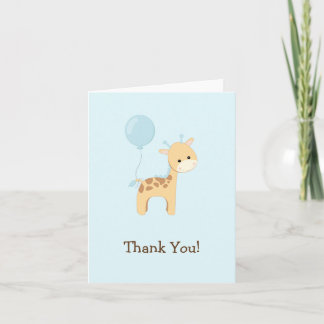 Baby Giraffe, Blue, Jungle Animal Thank You Card