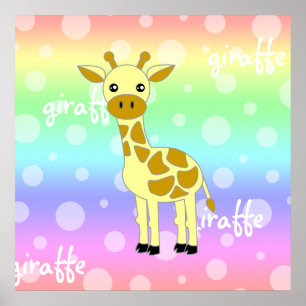 Baby Giraffe Cute Rainbow Poster / Print
