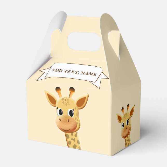 Baby Giraffe Drawing Custom Favor Box (Back Side)