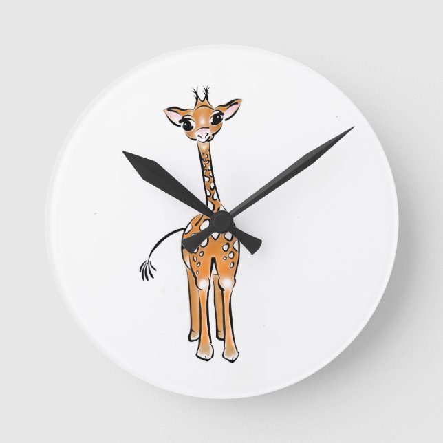 Baby Giraffe drawing Round Clock (Front)