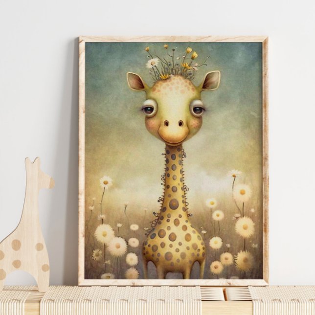 Baby Giraffe Floral Africain | Impression murale d (Créateur téléchargé)