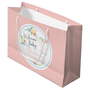 Baby Giraffe Floral Calf Welcome Baby Custom Large Gift Bag
