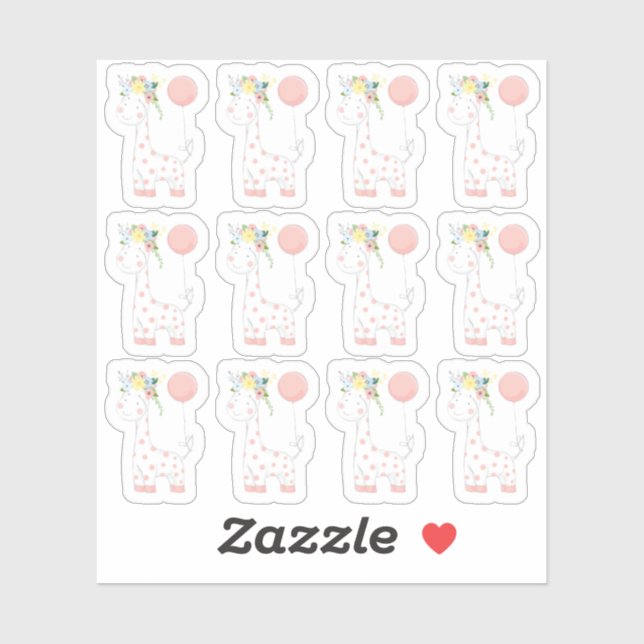 Baby Giraffe Floral Crown Nursery Scrapbook Sheet (Sheet)