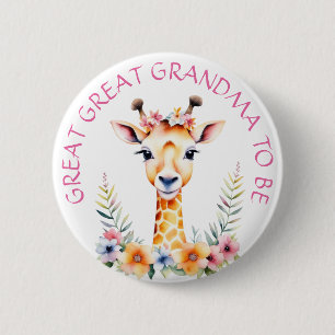 Baby Giraffe Floral, Grandma to be   Baby Shower 2 Inch Round Button