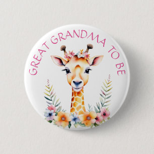 Baby Giraffe Floral, Grandma to be   Baby Shower 2 Inch Round Button