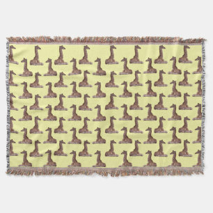 Baby Giraffe Frenzy Throw Blanket (Light Yellow)