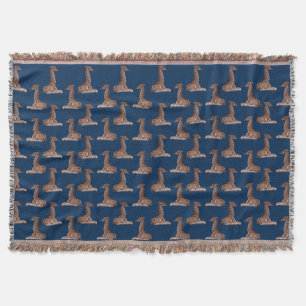 Baby Giraffe Frenzy Throw Blanket (Navy)