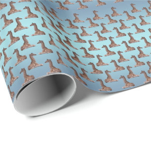 Baby Giraffe Frenzy Wrapping Paper (Sky Blue Mix)
