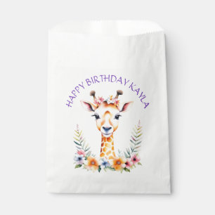 Baby Giraffe in Flowers Girl's Birthday Party Favour Bag