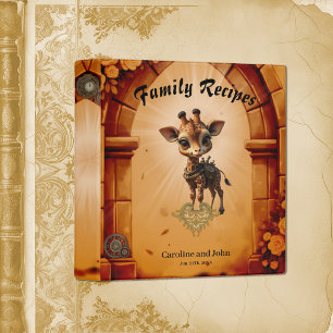 Baby giraffe in steampunk-cartoon binder