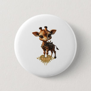 Baby giraffe in steampunk-cartoon style Classic T- 2 Inch Round Button