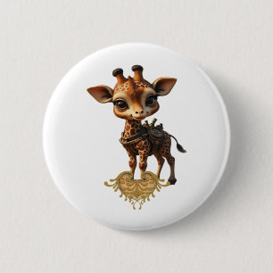 Baby giraffe in steampunk-cartoon style Classic T- 2 Inch Round Button