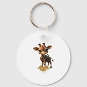 Baby giraffe in steampunk-cartoon style Classic T- Keychain