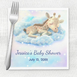 Baby Giraffe In The Clouds Baby Shower Napkin