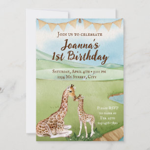 Baby Giraffe Invitation d'anniversaire
