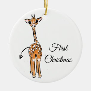 Baby Giraffe - monogrammed Ceramic Ornament