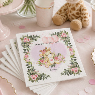Baby Giraffe Personalized Birthday Napkin