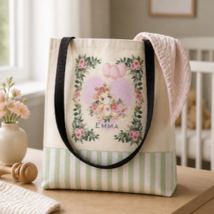Baby Giraffe Personalized Yellow Tote Bag
