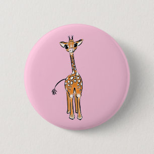 Baby Giraffe - pink 2 Inch Round Button