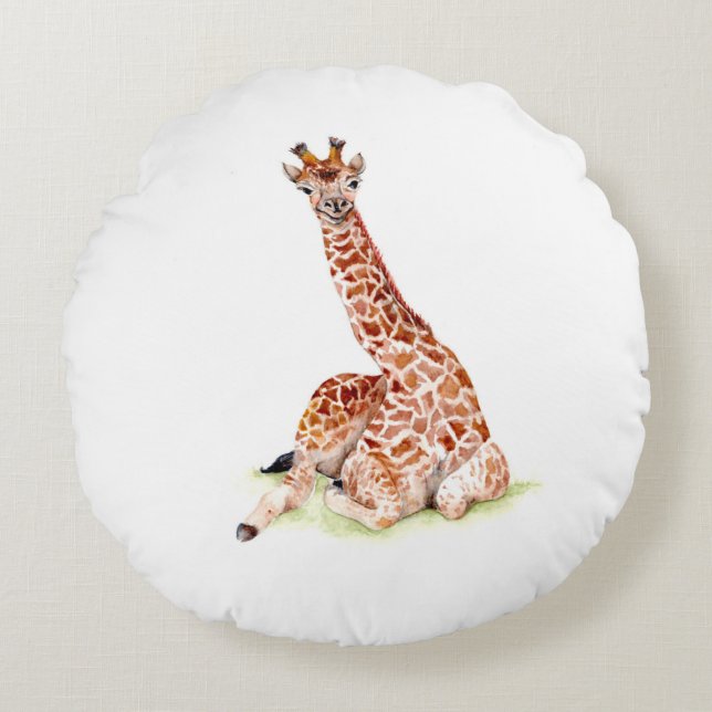 Baby Giraffe Round Pillow (Front)