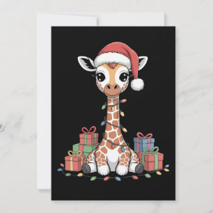 Baby Giraffe Santa Hat Christmas Lights Xmas Boxes Invitation