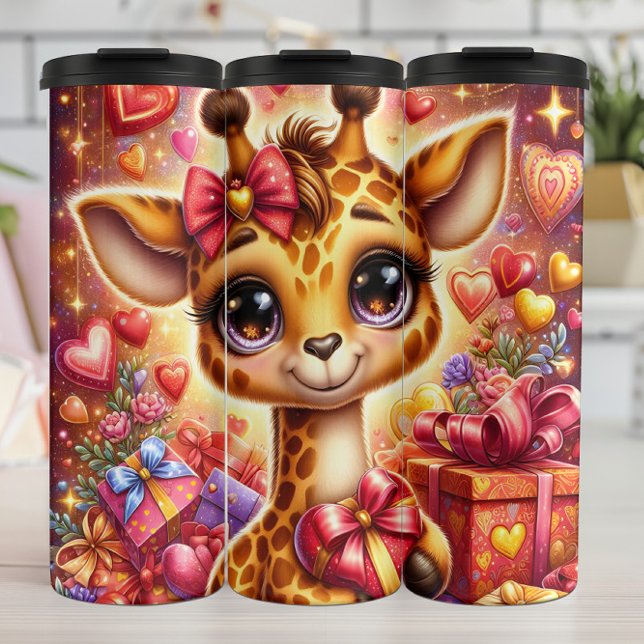 Baby Giraffe Valentine Gift Box Wrap Thermal Tumbler (Creator Uploaded)