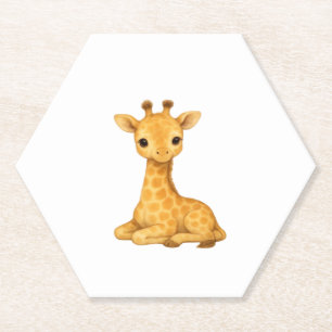 Baby Giraffe Watercolor Print � Nursery Wall Art O Paper Coaster