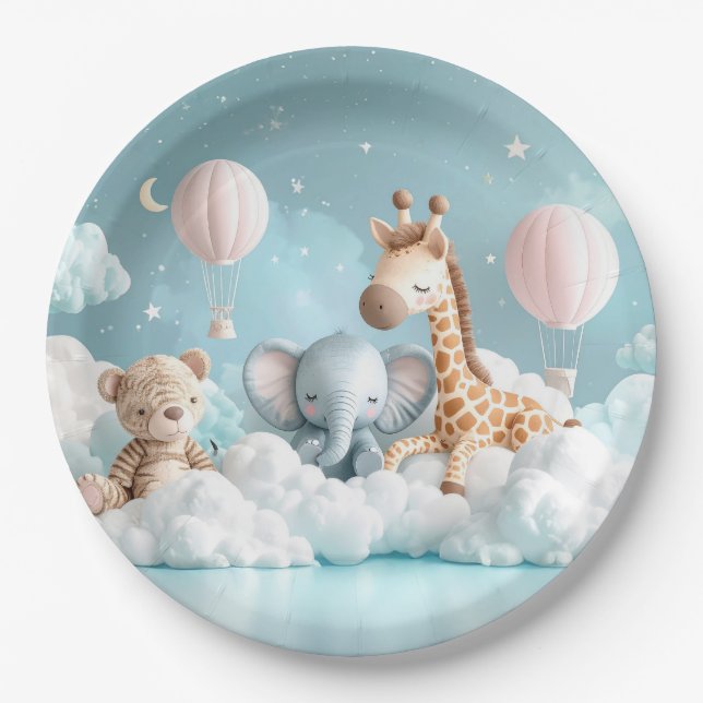 Baby Giraffe with all his friends Paper Plate (Front)
