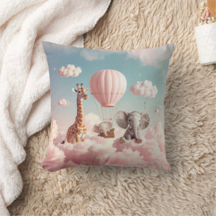 Baby Giraffe with all his friends Throw Pillow