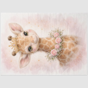 Baby Giraffe with Crown and Flowers Cute Animal Tissue Paper