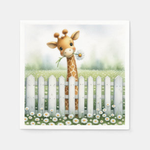 Baby Giraffe With Daisy  Napkin
