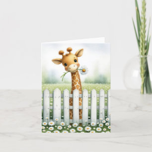 Baby Giraffe With Daisy Notecard